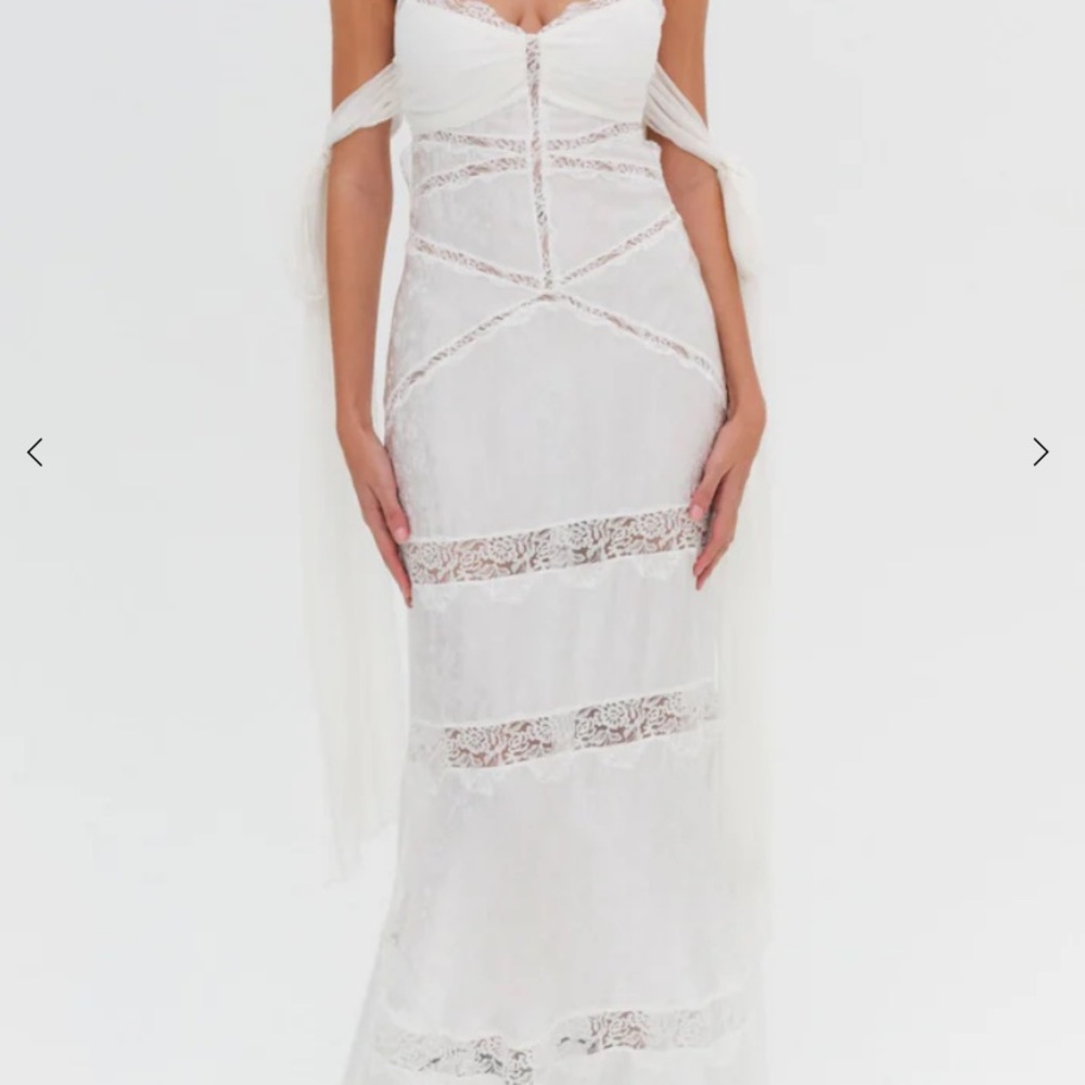 For Love And Lemons Strapless White Lace Dress